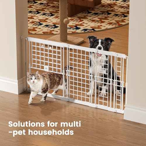 Adjustable Dog Gate - 13-22 Inch Height, 18-43 Inch Width Extension - No Drill Pet Gate for Doorways, Stairs, Puppies - Heavy Duty Metal Safety Gate