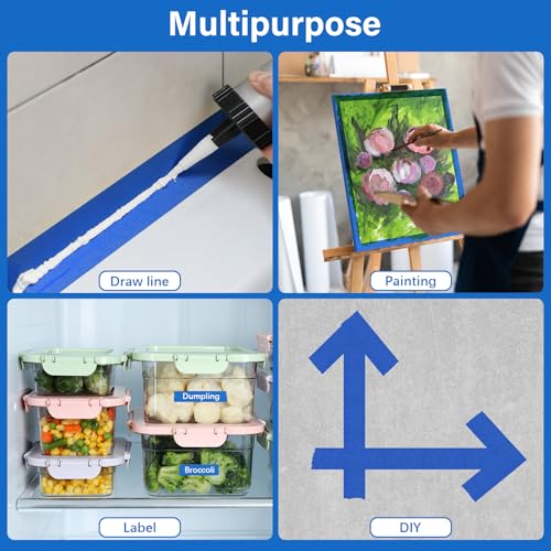 6 Rolls Blue Painters Tape, Premium Masking Tape, Paint Tape for Multi-Purpose, Painting, DIY Crafts (0.94-Inch x 22-Yard) Protects Surfaces, Easy Removal, Total 132 Yds
