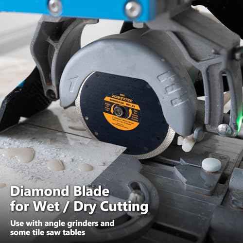 POWERTEC 7 Inch Diamond Saw Blades for Wet Tile Saw 3 Pack, Super Thin Turbo Mesh Rim Tile Blades for Cutting Porcelain, Granite Tile & Ceramic Tile, 7" Diamond Blades (14001-P3)