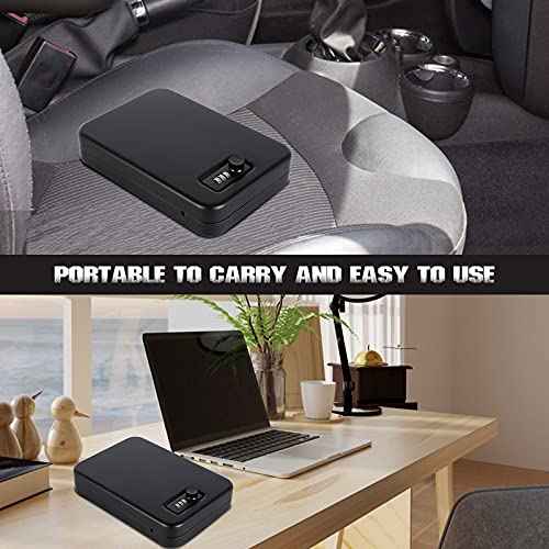 Dalmbox Gun Safe for Pistols Small Handgun Lock Box with Combination Lock Portable Travel Pistol Safe for Car, Home, Travel