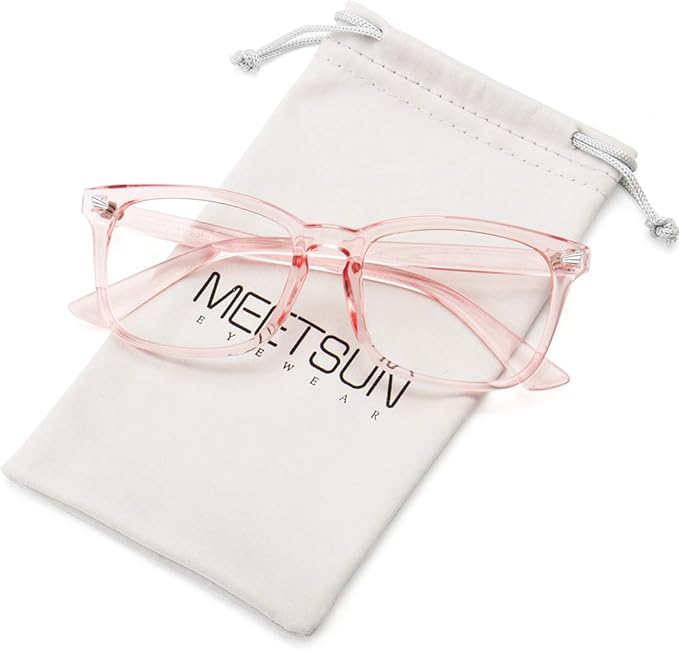 MEETSUN Blue Light Blocking Glasses Women Men, Anti Eye Strain Headache (Sleep Better),Computer Glasses UV400 Lens (Transparent Pink Frame)