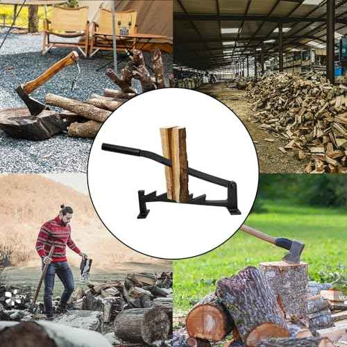 Wood Splitter - Wall Mounted Log Splitter, Firewood Kindling Splitter, Portable Manual Fire Wood Kindling Splitter Firewood Cutter Heavy Duty Cracker for Home & Campsite (Including Gloves)