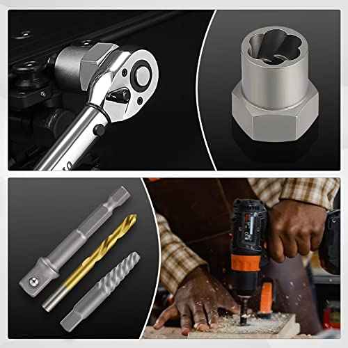 30 Pcs Spiral Screw Extractor Bolt Extractor Set, 6542/4341 HSS Left Hand Drill Bit Set, Stripped Bolt Remover Borken Bolt Extractor Kit for Removing Nuts Bolts with Solid Storage Case