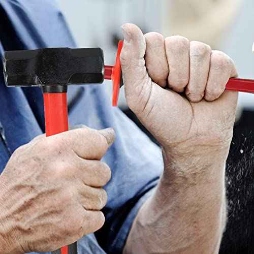 Acrux7 3lb Sledge Hammer & Masonry Chisel with Hand Guard, Heavy Duty Octagonal Sledge Hammer and Flat Chisel with Anti-Slip Handle for Tile, Concrete, Rock, Brick