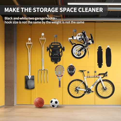 8pc Garage Hooks Heavy Duty 8.77 in Ladder Tool Hangers for Garage Wall 110 LB Bike Hooks for Garage Organization and Storage Anti-Slip Double Wall Garage Storage Hooks (U Hook Set)