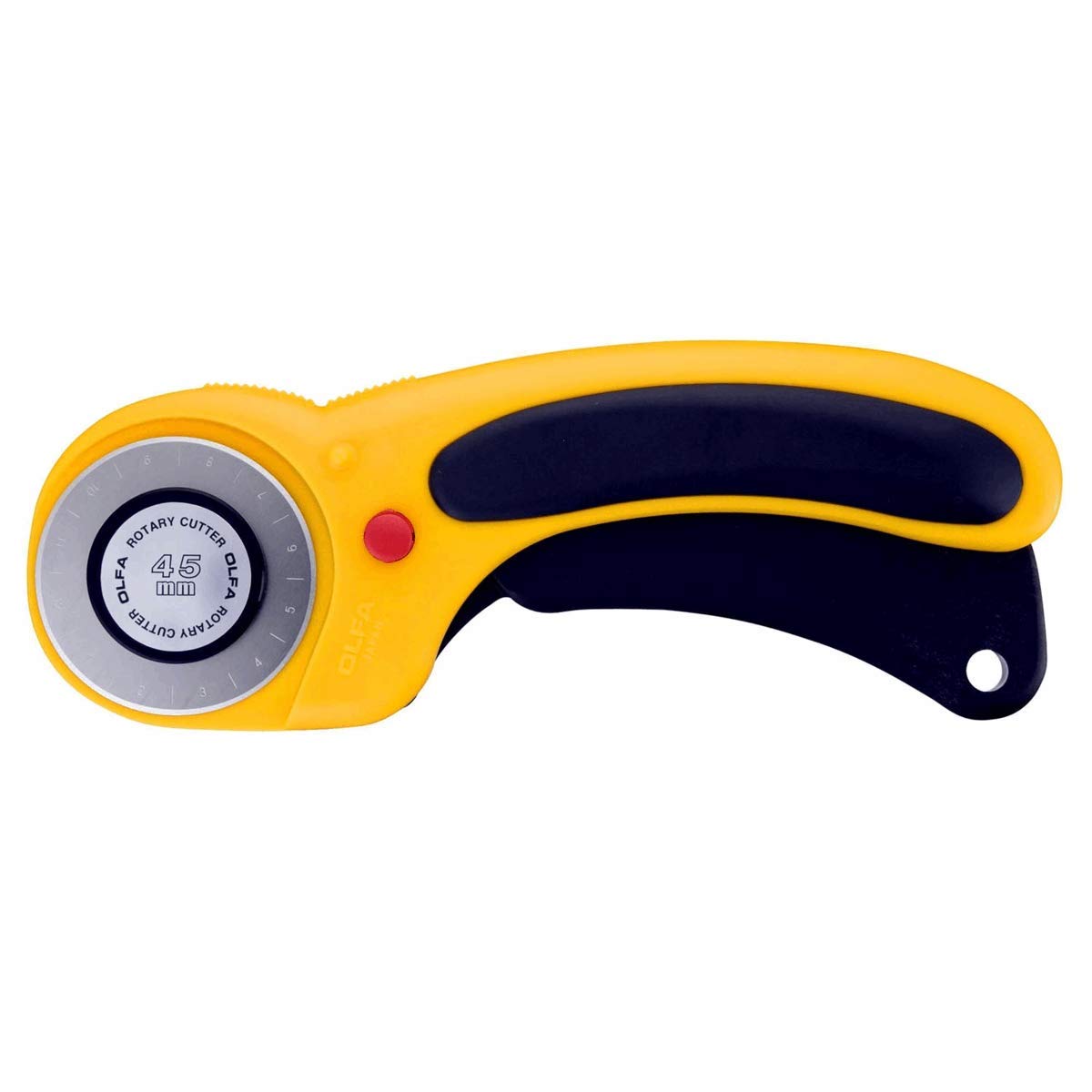 OLFA 45mm Ergonomic Rotary Cutter (RTY-2/DX) - Rotary Fabric Cutter w/Blade Cover & Squeeze Trigger for Quilting, Sewing, Crafts, Replacement Blade: OLFA RB45-1H