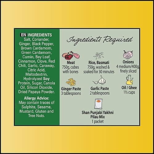 Shan Punjabi Yakhni Pilau Masala Powder 50g – Biryani Spice Mix for Meat Pilaf, Indian Seasoning for Chicken & Mutton – Authentic Punjabi Flavor, No Artificial Colors, Vegan, Gluten-Free (Pack of 3)