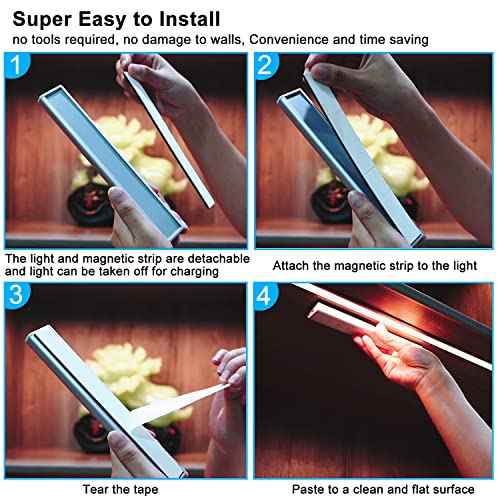 LED Under Cabinet Lighting Wireless, Dimmable LED Closet Light Rechargeable, Remote Control Kitchen Counter Lighting 15 Color Changing RGB Bar Perfect for Bedroom Indoor Pantry Shelf, 6 Pack