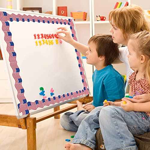 Whaline 69Ft 4th of July Bulletin Board Border 60 Sheet Patriotic American Flag Trim Border Stickers Self-Adhesive USA Flag Border Decals for Independence Day Memorial Day Classroom Decoration