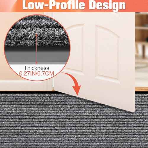 MYFAMIREA Commercial Floor Mat 3' x 4' Extra Large Front Door Industrial Rug Heavy Duty Brush Step Entrance Mat Weather Utility Rug with Non Slip Rubber Backing Low Profile for Entryway, Charcoal Grey