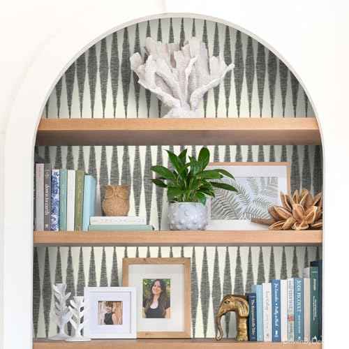 Wudnaye Striped Peel and Stick Wallpaper Geometric Contact Paper 17.7in x 118.1in Modern Removable Wallpaper Peel and Stick Striped Decorative Self Adhesive Wall Paper for Kitchen Waterproof Vinyl
