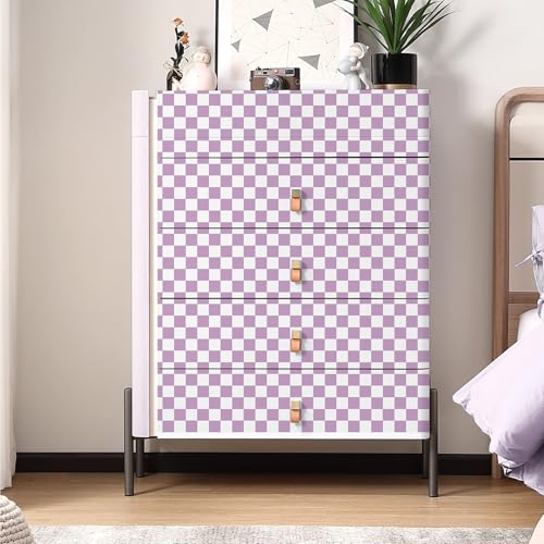 CAX Mosaic Wallpaper Purple and White Peel and Stick Wallpaper 17.3''x120'' Checkered Contact Paper Modern Self-Adhesive Removable Wallpaper Checkerboard Waterproof Wall Paper Bedroom,Living Room