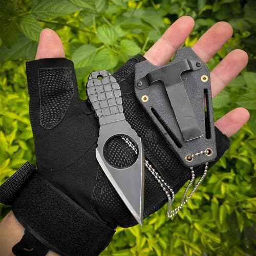 Neck Knife with Sheath Camping Fixed-Blade Knives Full Tang Knife EDC Knife for Men, Black