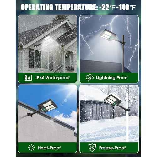 Solar Lights Outdoor 12000LM -6500K Solar Street Light, IP66 Waterproof Outdoor Flood Lights with Motion Sensor & Dusk to Dawn, led solared Street Light Easy Installation, Pack of 2