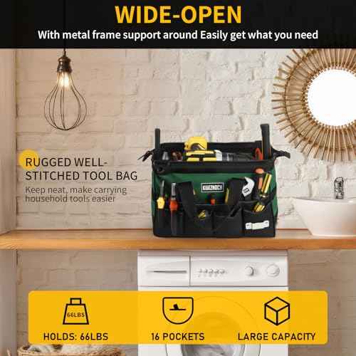 Tool Bag 16Inch Heavy Duty 16-Pocket Tool Box Organizer Storage Portable Toolbox Organization with Soft Handle Carrying Garden Toolbag for Father's Day Dad Men Mechanic Small Storage Box