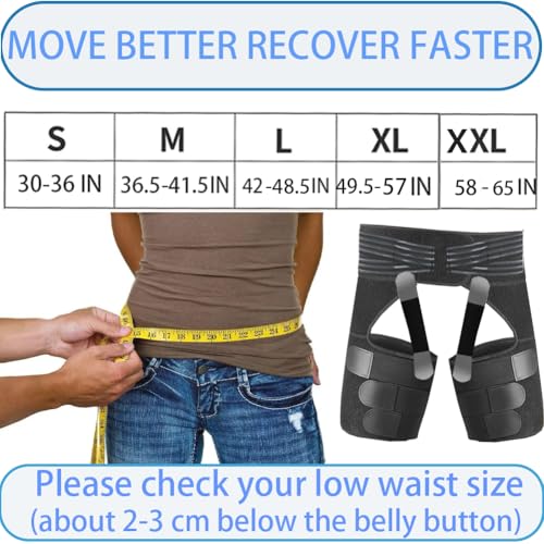 Thigh Compression Sleeve | Hip Sciatica Pain Relief Device Brace | Hamstring & Groin Compression Sleeve Wrap for Sciatic Nerve Relief | Hip Support Brace for Women & Men (1, XX-Large)