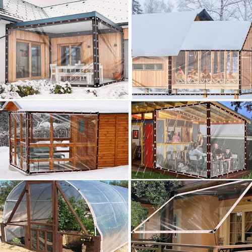 10X20FT Clear Tarp Waterproof with Increase Grommets 33FT Windproof Rope Ties, Heavy Duty PVC Vinyl Tarps Transparent Tarpaulin for Patio Enclosure Outdoor Porches Canopy Henhouse Rainproof Covering