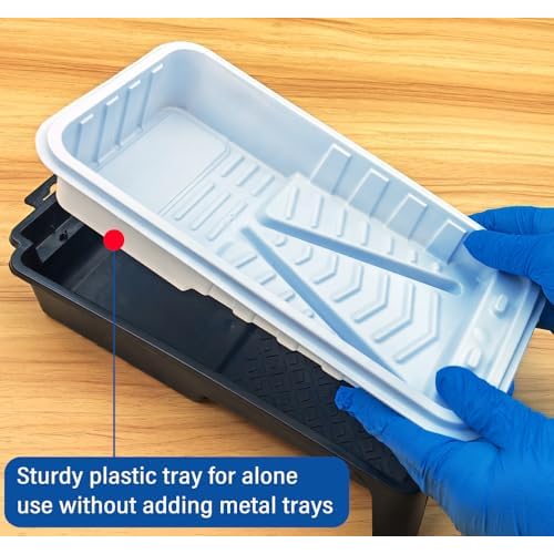 4 Inch Paint Tray Liner, 12 Pcs Disposable Small Paint Tray, Sturdy Plastic Paint Pan with Liners for Home Decor, House Painting, Crafts and DIY Projects (4 Inch, White Heavy Duty Liners)