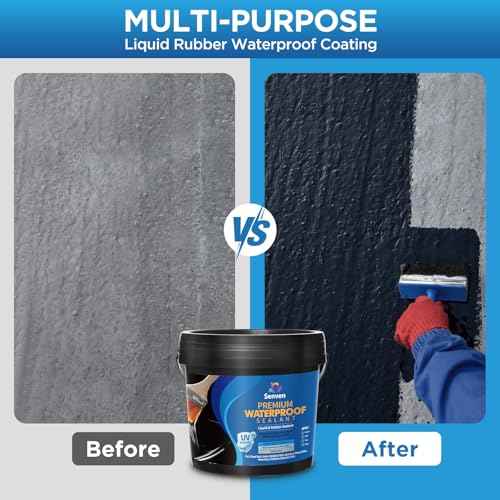 Waterproof Sealant Black Waterproof Coating 1 Gallon Leak Repair Coating for Flat, Metal, Roofs, Foundations, Gutters, Indoor & Outdoor Walls, Bathroom, Kitchen, Garden Leak Liquid Sealant