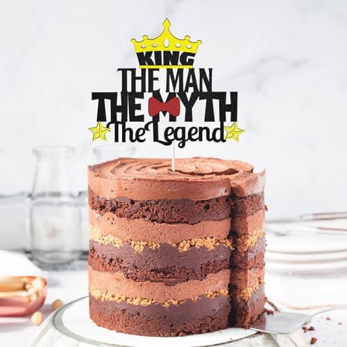 King The Man The Myth The Legend Cake Topper,Dad Birthday Theme Happy Father's Day Party Decor, Retirement Party Decoration Supplies.