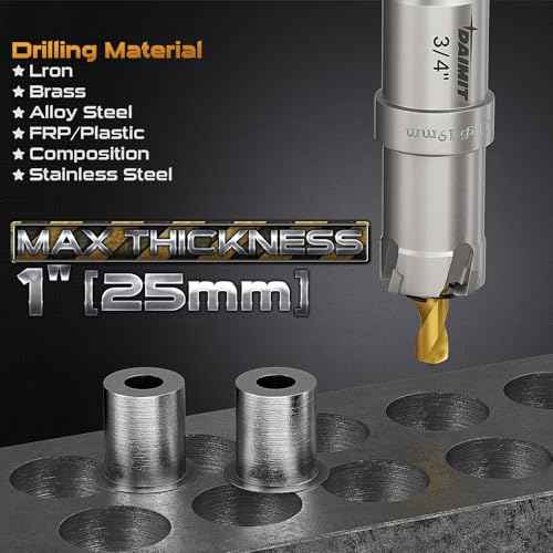 DAIMIT 19Pcs TCT Hole Saw Kit, 1/2"-2-1/8" Heavy-Duty Tungsten Carbide Hole Saws Kit for Metal, Stainless Steel, Iron, Wood, Plastic, with 3*Detachable Pilot Drill Bits and 3*L-Wrench