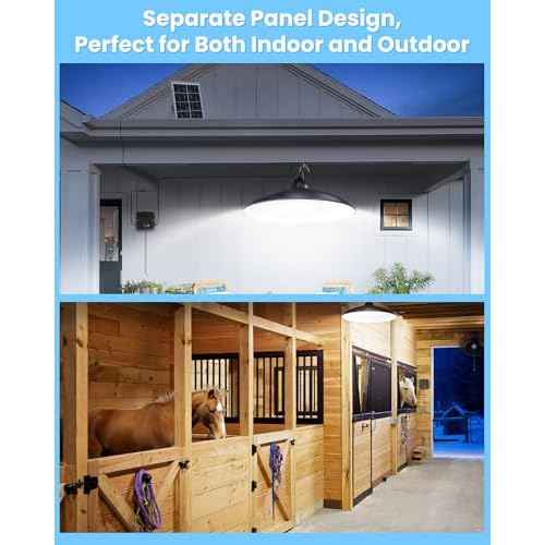 Solar Shed Light Indoor Outdoor, 2Pack Solar Pendant Light 2000LM Daytime Available with Battery Display, Waterproof Solar Powered Lights Indoor for Barn, Gazebo, Chicken Coops, Shop
