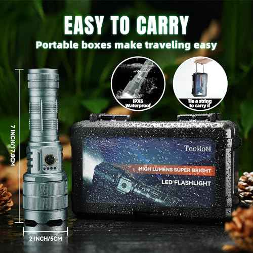 Flashlights High Lumens 990000 LED Rechargeable Tactical Flashlight Zoomable 3 Modes Fast Charging IPX6 Waterproof Super Bright Handheld Flashlights for Camping Hiking Outdoor and Gift