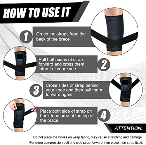NEENCA Knee Braces for Knee Pain- 2 Pack Knee Sleeves for Pain Relief Set, Knee Compression Sleeves with Adjustable Straps for Best Fit, for Sports, Runner, Meniscus Tear, ACL, Arthritis, Joint Pain..