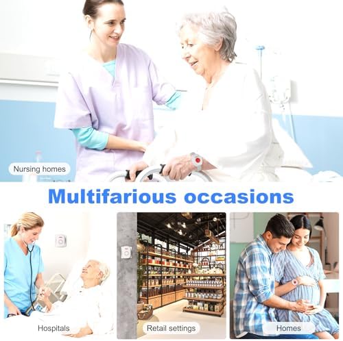Life Alert Systems for Seniors No Monthly Fee Wi-Fi APP Control Elderly Alarm Call Button Caregiver Pager for 1 Call Button 1 Watch Button 1 Receiver(Only Supports 2.4GHz Wi-Fi) (Fxpager2)