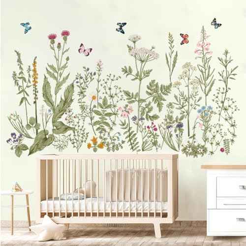 Large Flower Wall Stickers, BWCXXZH Removable DIY Romantic Flowers Wall Decals Murals Peel and Stick Wall Art Stickers Home Decor for Girls Bedroom Nursery Rooms Living Room