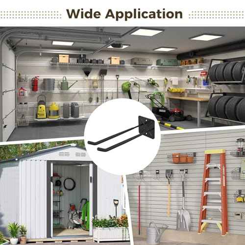 4 PCS Heavy Duty Garage Hooks, 12.2 in Wall Mount Long Hangers with Non-Slip Coating, Strong Metal Hooks for Chairs, Power Tools, Garden Tools, Ladders, Tires, Garage Organization