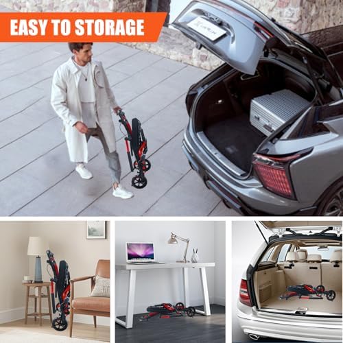 19 lbs Travel Wheelchair Lightweight Foldable – Aluminum Transport Wheelchair for Adults, Portable Manual Wheelchair, Ideal for Seniors & Travel