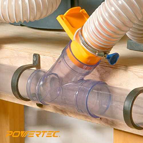 POWERTEC 2-1/2 Inch ID Y Fitting for 2-1/2 Inch OD Dust Collection Pipes, Adapters and Fittings with Splice for 2 1/2 Inch ID Dust Collection Hose Connector, 2 sets (70320-P2V)