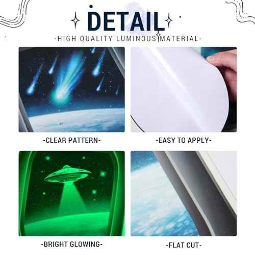 Glow in The Dark 3D Space Wall Decals, Set of 3 Galaxy Window Stickers for Wall, Space Themed Room Decor for Kids Boys (Green)