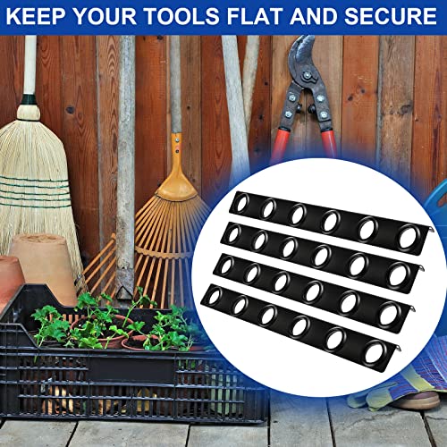 Dunzy 4 Sets 6-Tool Landscape Trailer Rack for Lawn Equipment 6 Hole Hand Tool Storage Rack Landscaping Shovel Holder for Truck with Rubber Grommets and Mounting Hardware Accessories, Black