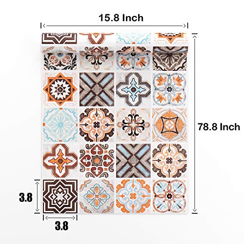 Livelynine Peel and Stick Wallpaper Tile Stickers Moroccan Tile Contact Paper Waterproof Wall Tiles for Bathroom Self Adhesive Wall Paper for Kitchen Walls Removable Vinyl Flooring Roll 15.8x78.8