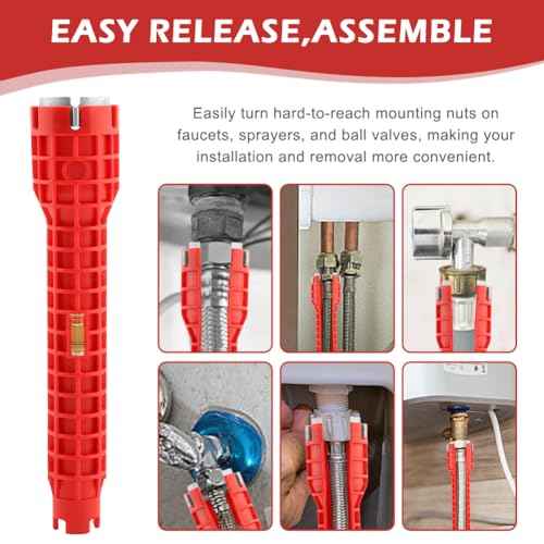 14-in-1 Multi-functional Wrench Faucet & Sink Installer Plumbing Wrench (Red)