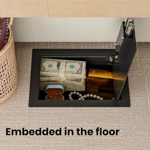 Small Hidden In Wall Safe Between 16" Studs, 0.327 cu ft Security Floor Safe with Removable Pegboard, Key-Operated Only for Storage Jewelry, Passport