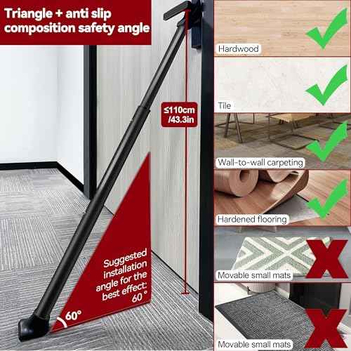 AceMining Upgraded Door Security Bar & Sliding Patio Bar, Heavy Duty Stoppers Adjustable Jammer for Home, Apartment, Travel (1 Pack,Black)