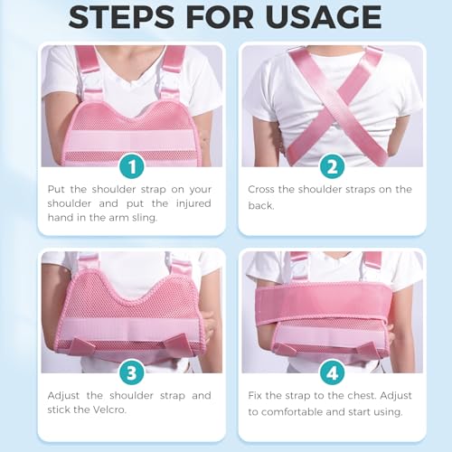 Kids Upper Extremity Sling, Breathable & Comfort Arm Sling Shoulder Immobilizer,Adjustable Arm Sling for Elbow Injury(Pink-XS)