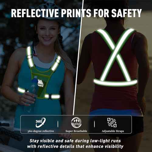 Running Vest Chest Phone Holder for Women Men, Reflective Vest Safety Gear for Dog Walking Cycling - Adjustable Waist/Shoulder