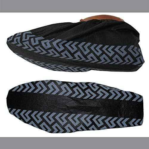 Shoe Covers - X Large, Extra Thick With Non Skid Soles, Professional Sleek Black Disposable Boot and Shoe Booties, One Size Fits Most, Non Slip - Indoor/Outdoor (200)