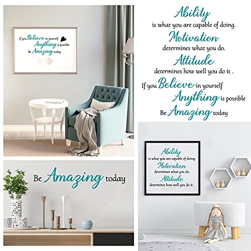 3 Sheets Vinyl Quotes Stickers, Inspirational Saying Wall Decals for Home, Office, School, Teen Dorm Room