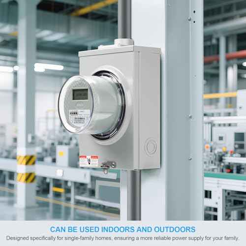 125 Amp Meter Socket, 4 Jaw Meter Base, 600V 3 Wire Ringless Type, with Horn Bypass Meter Cover Plate, Suitable for Overhead/Underground Feed