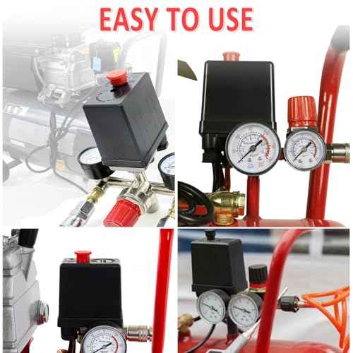 Wadoy Central Pneumatic Air Compressor Pressure Switch Control Valve Upgraded Replacement for Parts 90-120 PSI 240V 4-Way Air Compressor Pressure Switch