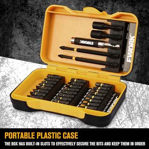 EWORK Screwdriver Bit Set 1/4 Hex Shank S2 Alloy Steel 29-Piece Magnetic Screwdriver Bits for Impact Driver with Tough Case