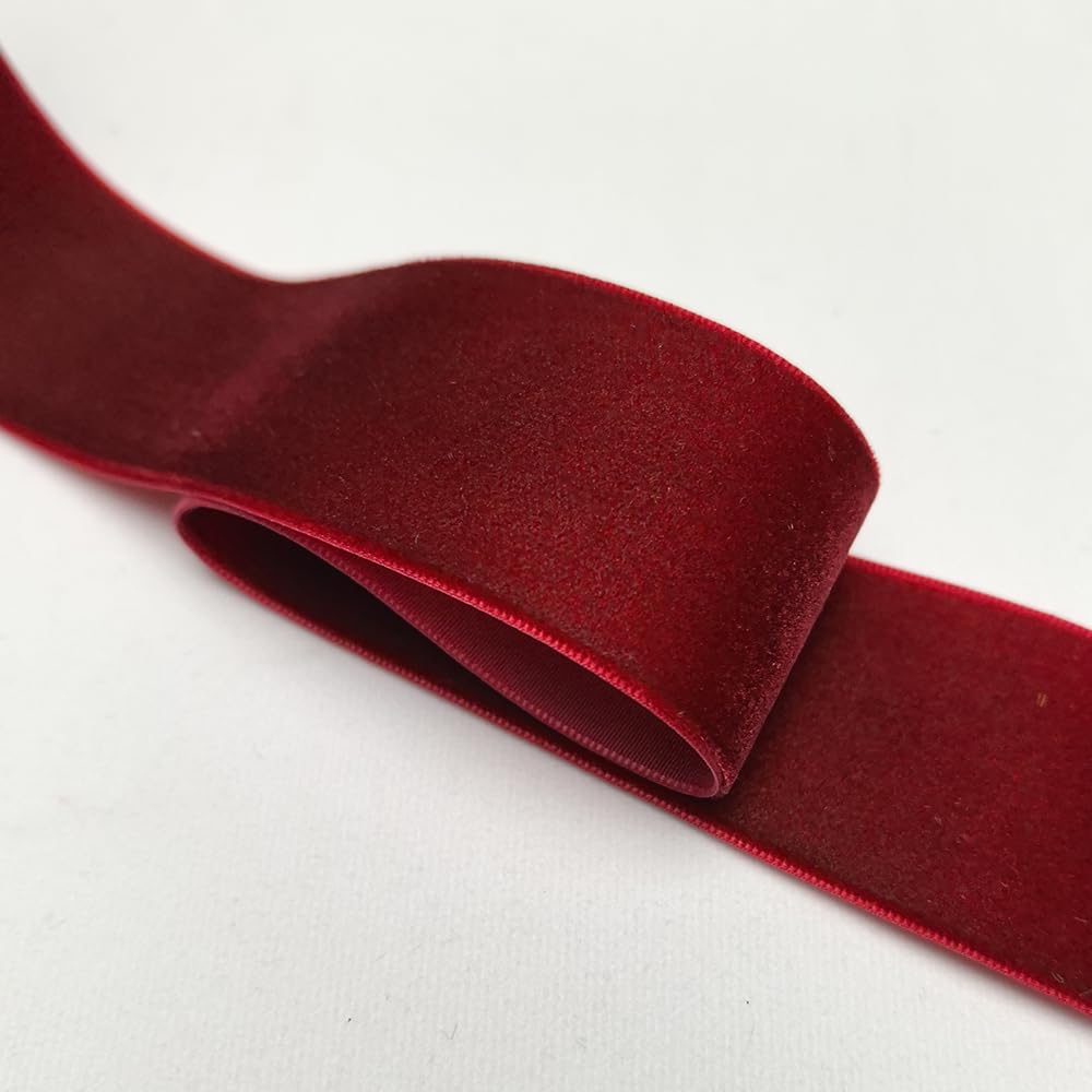 Chenkou Craft Dark Red 25 Yards/roll 1 1/2" Velvet Ribbon Lots Bulk (Dark red, 1 1/2"(40mm))