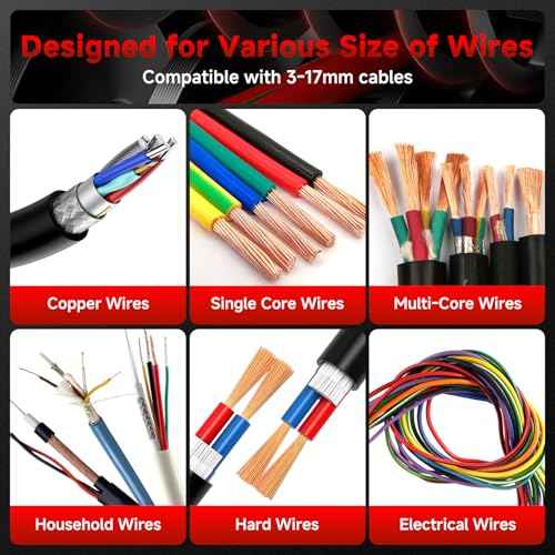 Manual Wire Stripper Machine, Wire Stripping Machine with 6 Channels & 5 Blades for 0.12" to 0.67" Scrap Copper Wire, Drill Powered Hand Crank Wire Stripper Tool for DIY Cable Copper Wire Recycling