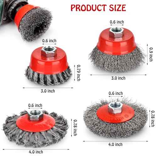 Wire Wheel for Angle Grinder 12 Pack, Coarse Crimped Wire Wheel Brush Wire Cup Brush 4 1/2 Angle Grinder Wire Wheel, Angle Grinder Attachments with 5/8-11unc Threaded Arbor.