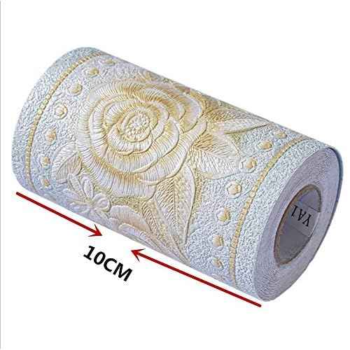 Simplemuji Self Adhesive 5 Meters Green Peony 3D Peel and Stick Waterproof Wall Border Easy to Apply 4 Inch by 16.5 Feet